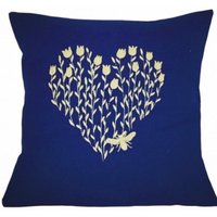 Gold, Herz & Biene, Bestickt, Kissenbezug, 12", 14", 16", 18" Navy, Geschenkidee von StitchnInk