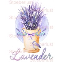 Lavendel Im Topf Watercolor - Decal Wasserschiebefolie Abziehbild Wasserfest Transferfolie, Möbeltattoo, Papier, Verschiedene Größen von StoeberlustKreativ