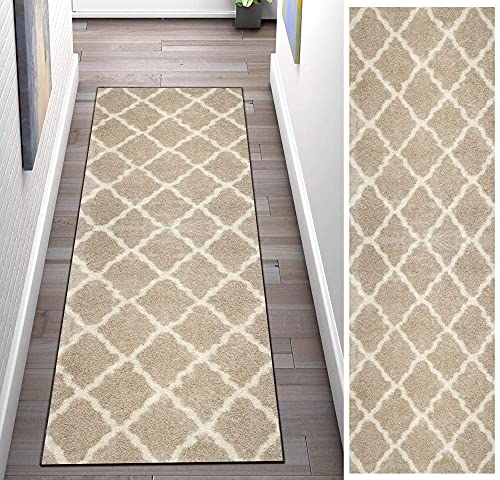 Stootrel Teppich läufer Flur Läufer Lang Beige 50X180cm Läufer Teppich Brücke Teppichläufer rutschfest Flur Teppiche Küchenläufer Meterware für Flur, Büro, Schlafzimmer, Küche, Esszimmer von Stootrel