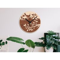 Vogel Wanduhr, Vogel Holz Uhr, Holz Wanduhr, Moderne Wanduhr, Küchen Wanduhr, Unikat Wanduhr von StoreWoodUA