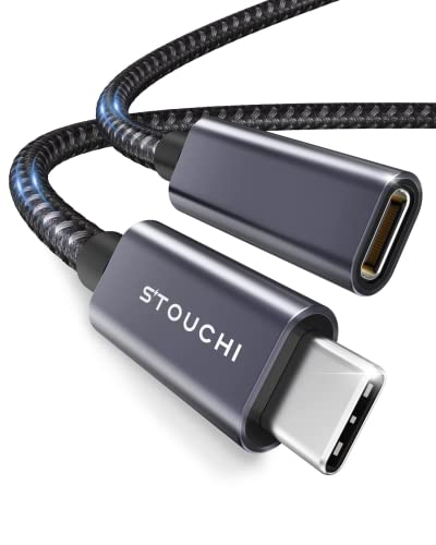 Stouchi USB C Verlängerungskabel 1,5m, USB Typ C Stecker auf Buchse USB 3.2(10 Gbit/s) 100W Schnelllade-und Audio-Datenübertragungskabel Kompatibel für Pad mini 6,M1 M2 MacBok Pro,Pixel 7 Grau von Stouchi