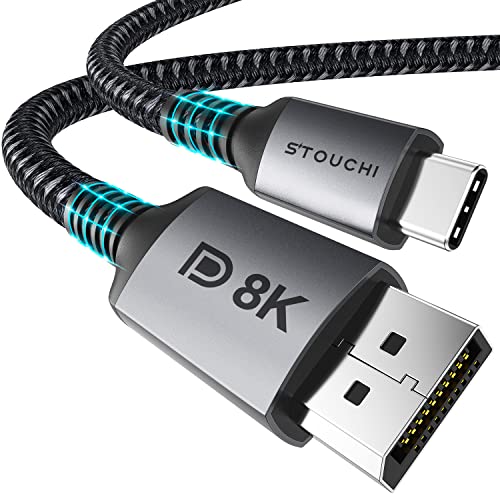 Stouchi USB C DisplayPort 1.4 Kabel 8K@60Hz 4K@144Hz/120Hz 5K@60Hz 2K@240Hz Thunderbolt 3/4 auf DP HBR3 32,4Gbps Typ C DP 1.4 Unidirektionale für M3 MacBook Pro 2M VESA-zertifiziert von Stouchi