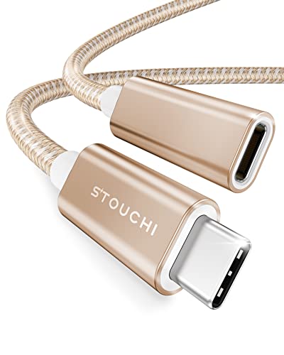 Stouchi USB C Verlängerungskabel 1,8m (6ft), USB Typ C Stecker auf Buchse USB 3.1(5Gbit/s) 100W Schnelllade-und Audio-Datenübertragungskabel Kompatibel für Pad mini 6,M1 M2 MacBok Pro,Pixel 7 Gold von Stouchi