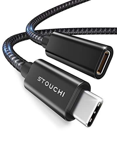 USB C Verlängerung 1m,Stouchi USB 3.2 Kabel Typ C Stecker auf Buchse Verlängerungskabel (10Gbit/s)100W Schnelllade,Synchronisieren Audio Kompatibel für PSVR2,Galaxy S23,M1 M2 Max MacBook,Pixel Schwarz von Stouchi