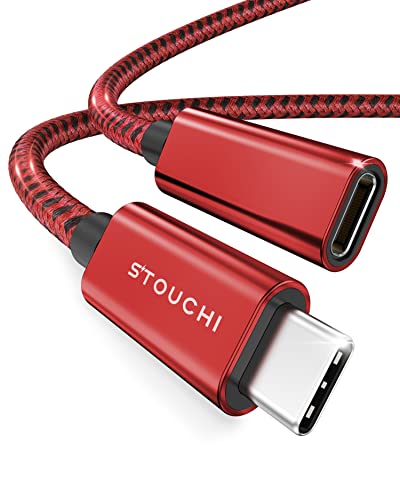 Stouchi USB C Verlängerungskabel 1m (3,3ft), USB Typ C Stecker auf Buchse USB 3.2(10Gbps) 100W Schnelllade-und Audio-Datenübertragungskabel Kompatibel für Pad mini 6,M1 M2 MacBok Pro,Pixel 7 Rot von Stouchi