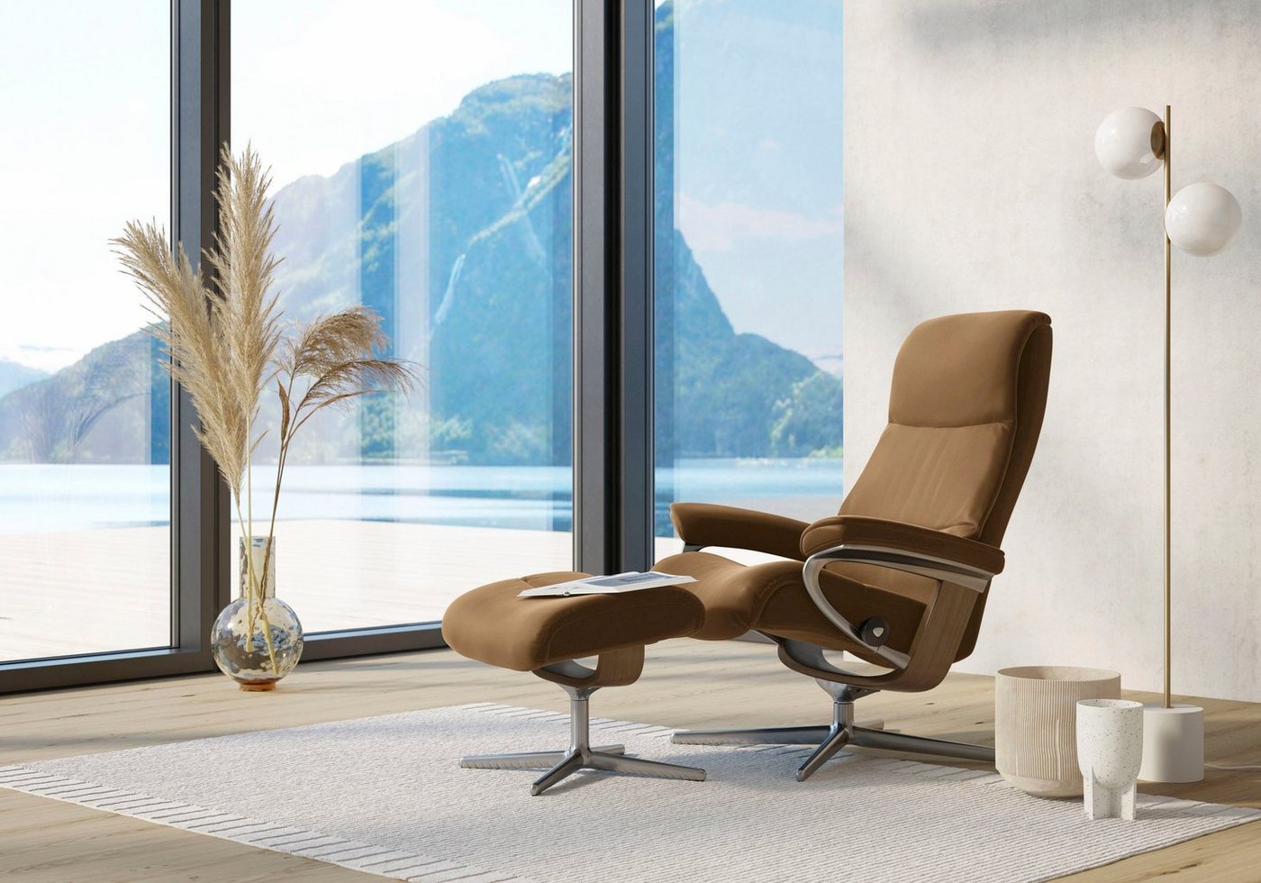 Stressless® Fußhocker View, mit Cross Base, Größe S, M & L, Holzakzent Eiche von Stressless®