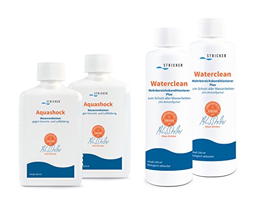 Pflegemittel für Wasserbetten. Conditioner und Aquashock Stricker, Doppelpack mit je 2 x 250ml von STRICKER