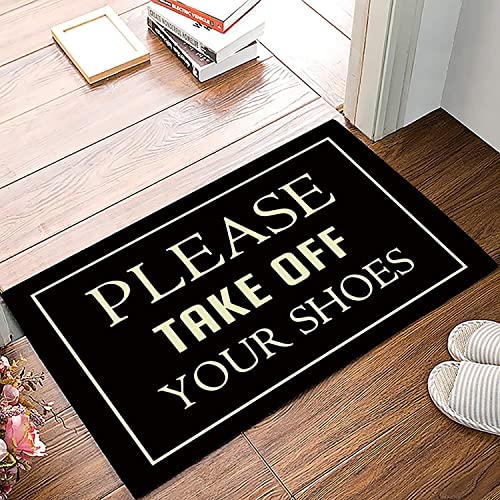 Fußmatte mit Aufschrift "Welcome Please Take Off Your Shoes", lustige Fußmatte für den Innenbereich, niedliche Schuhe, zum Abnehmen der Fußmatte, Willkommens-Matten, für den Außenbereich, 40 x 60 cm von Strunt