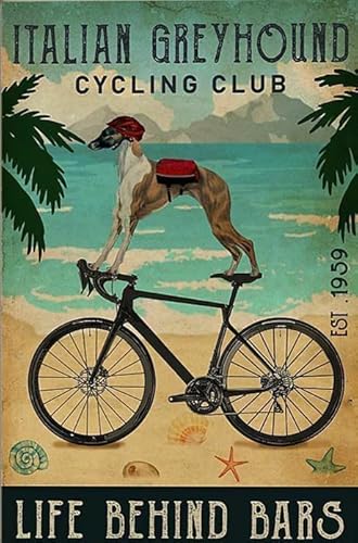 Retro Decor Blechschilder Radfahren Club Italienischer Windhund Retro Wandkunst Dekor Eisen Malerei Für Zuhause Küche Cafe Pub Schild Plakette 14 x 20 cm von Strunt