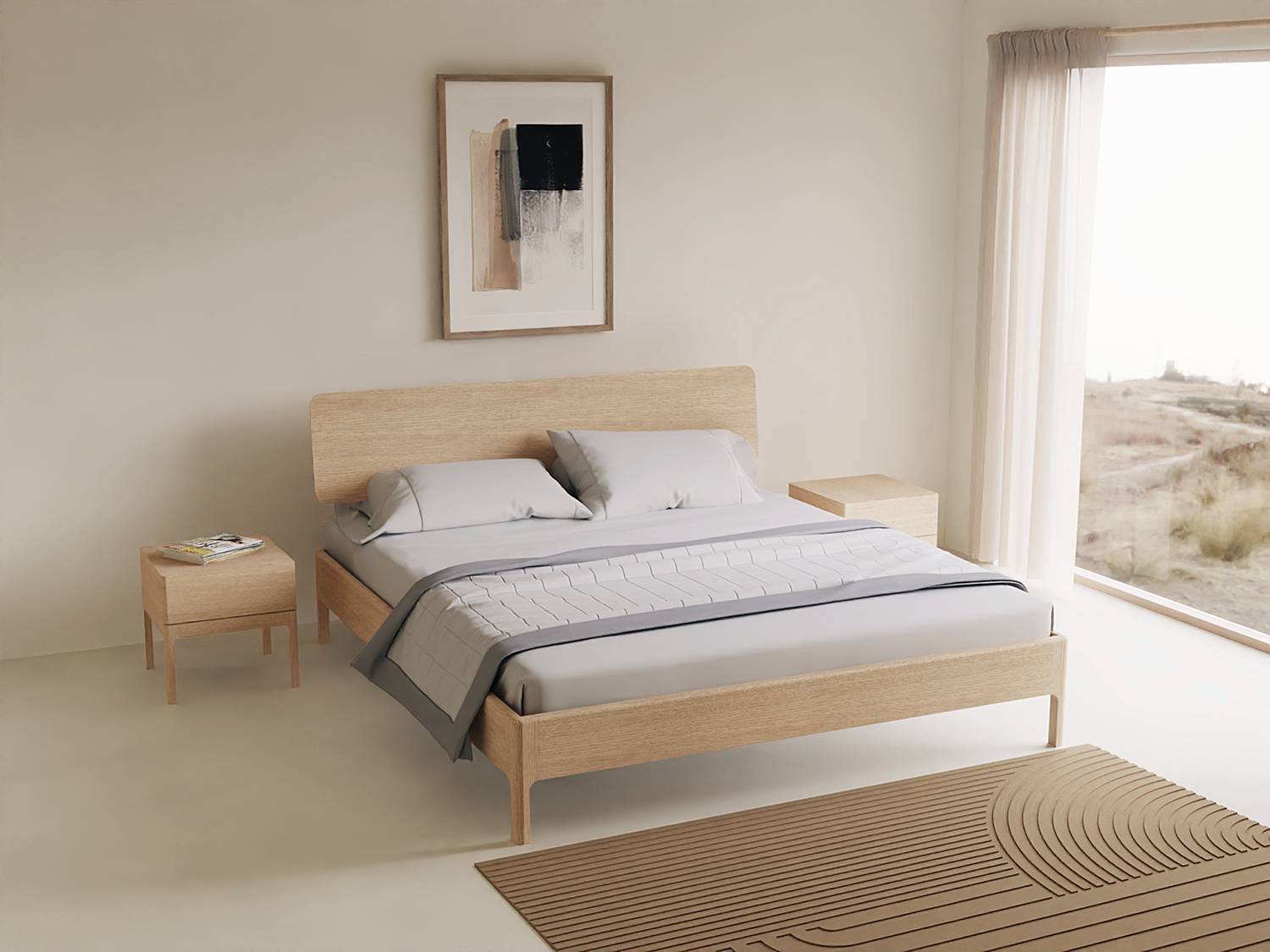 home24 Massivholzbett mit Holzkopfteil 180 x 200cm Kopfteil: MDF Mitteldichte Holzfaserplatte , furniert Gestell & Füße: Massivholz Eiche, geölt Beige home24 Massivholzbett mit Holzkopfteil 180 x 200cm Kopfteil: MDF Mitteldichte Holzfaserplatte , furniert Gestell & Füße: Massivholz Eiche, geölt Beige von home24