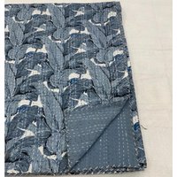 Anthrazit Bananenblatt Kantha Quilt Königin Reine Baumwolle Überwurf Tagesdecke Bettüberwurf Boho von StudioNakro