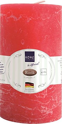 Kerze Stumpen Rustik red - rot Ø 7cm, Höhe 12cm von Stumpenkerzen