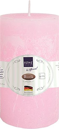 Kerze Stumpen Rustik rose - rosa Ø 7cm, Höhe 12cm von Stumpenkerzen