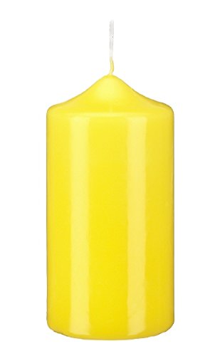 Stumpenkerzen Stumpen Kerzen Citron Gelb 6 x Ø 4 cm, 12 Stück getauchte Spitzkopf in RAL Qualität von Stumpenkerzen