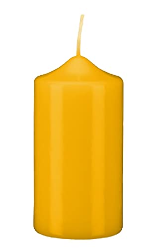 Stumpenkerzen Stumpen Kerzen Mais Gelb 6 x Ø 4 cm, 12 Stück getauchte Spitzkopf in RAL Qualität von Stumpenkerzen