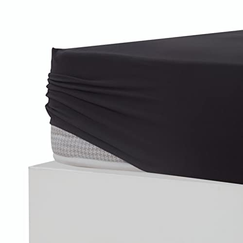 Jersey Spannbettlaken Spannbetttuch Laken 100% Baumwolle Oeko-TEX® (Schwarz, 120x200-130x200 + 25 cm) von Stupendo