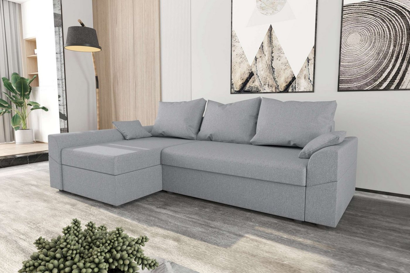 99rooms Ecksofa Aurora, L-Form, Eckcouch, Sofa, Sitzkomfort, mit Bettfunktion, mit Bettkasten, Modern Design von 99rooms