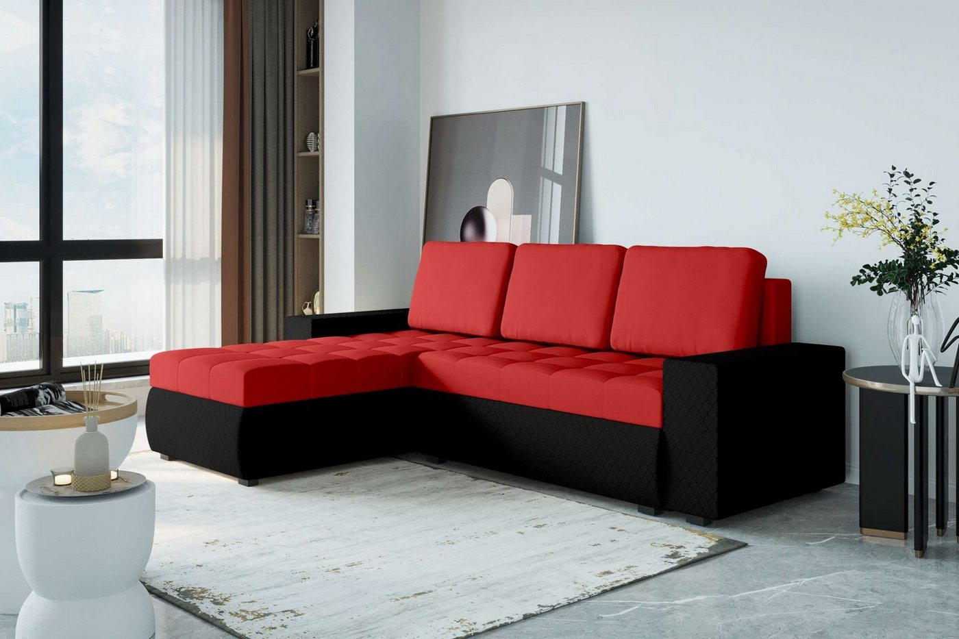 99rooms Ecksofa Miranda, L-Form, Eckcouch, Sofa, Sitzkomfort, mit Bettfunktion, mit Bettkasten, Modern Design von 99rooms
