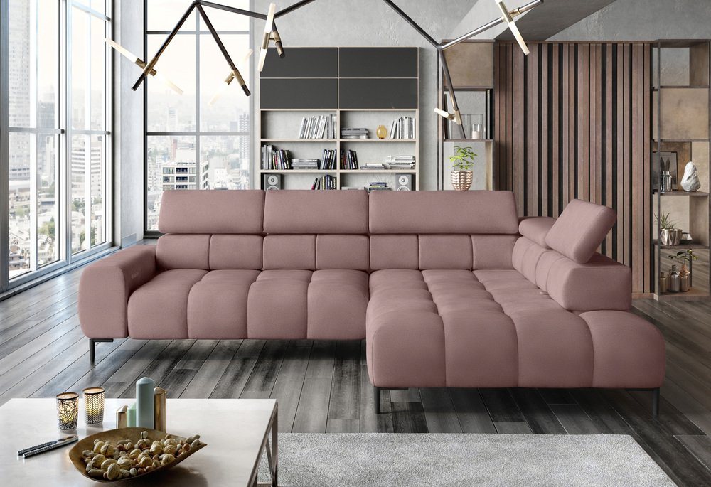 99rooms Ecksofa Plazetti, L-Form, Eckcouch, Ottomane links oder rechts bestellbar, mit Relaxfunktion, inklusive Rückenteil-, Kopfteil- und elektrischer Sitztiefenverstellung, Modern Design von 99rooms