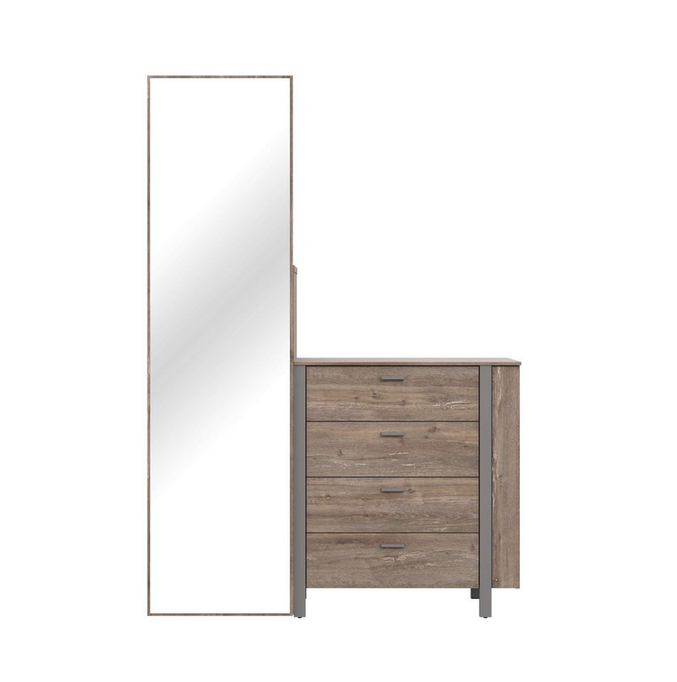 99rooms Kommode Mulai (Sideboard, Schubladenkommode), mit 4 Schubladen, mit Spiegel, aus Holzwerkstoff von 99rooms