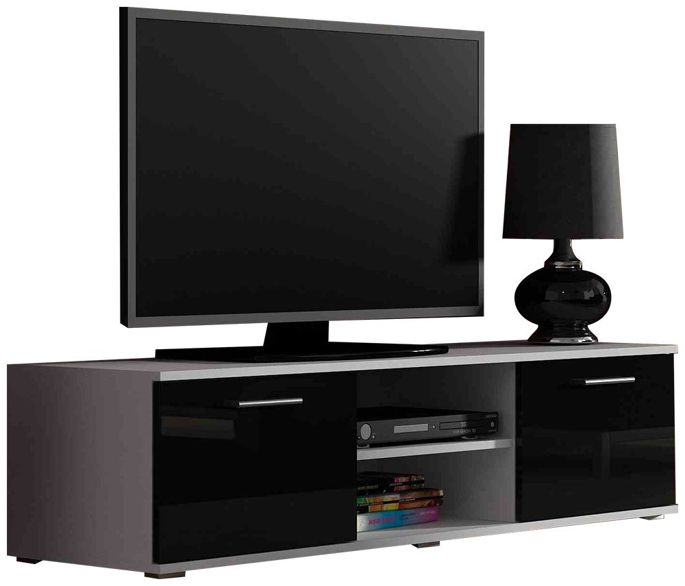 99rooms Lowboard Saho 140 cm (TV-Kommode, TV-Schrank), viel Stauraum, variabel stellbar, Hochglanzfront, Modern Design von 99rooms