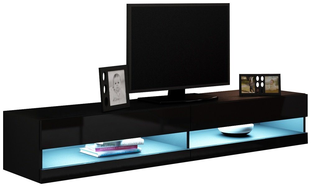 99rooms Lowboard Vago New (TV-Kommode, TV-Schrank), 2 Fächer, inkl. LED-Beleuchtung, Hochglanzfront, Modern Design von 99rooms