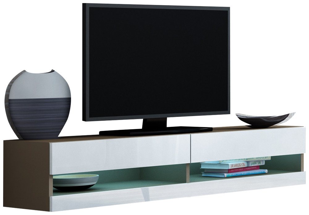 99rooms Lowboard Vago New 140 30x140x40 (TV-Kommode, TV-Schrank), viel Stauraum, inkl. LED-Beleuchtung, Hochglanzfront, Modern Design von 99rooms