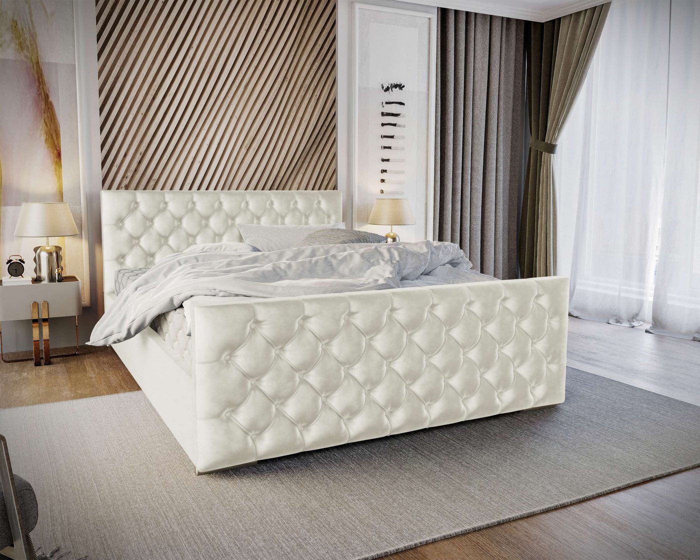 Stylefy Polsterbett Calypso (Schlafzimmerbett, Bett), 140/160/180 x 200 cm, Bettkasten, Kopfteil gepolstert von Stylefy