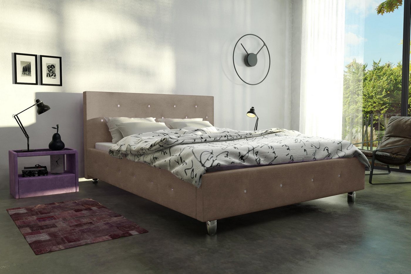 99rooms Polsterbett Sardegna (Schlafzimmerbett, Bett), 140/160/180 x 200 cm, wahlweise mit Bettkasten, mit Lattenrost von 99rooms
