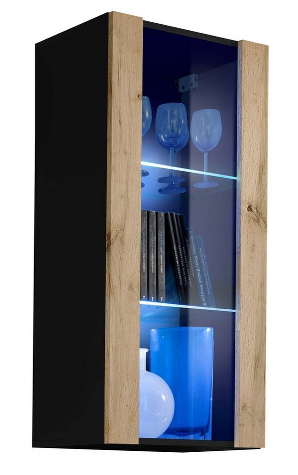 99rooms Vitrine Azara (Hängevitrine, Glasvitrine, Wohnmöbel) wahlweise mit LED-Beleuchtung, mit Glaseinsatz, viel Stauraum, Design Modern, variabel hängbar, aus Holzwerkstoff von 99rooms