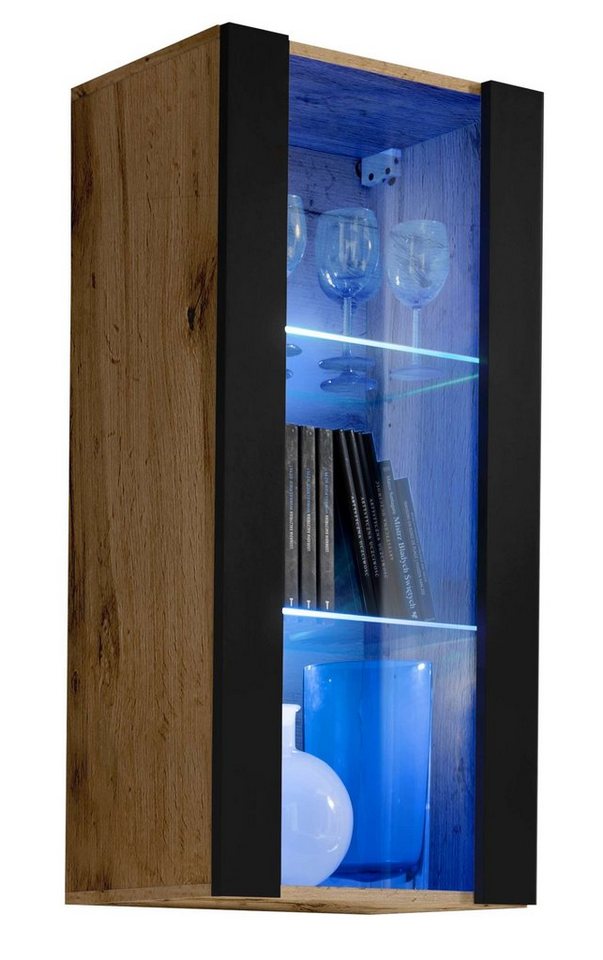 99rooms Vitrine Azara (Hängevitrine, Glasvitrine, Wohnmöbel) wahlweise mit LED-Beleuchtung, mit Glaseinsatz, viel Stauraum, Design Modern, variabel hängbar, aus Holzwerkstoff von 99rooms