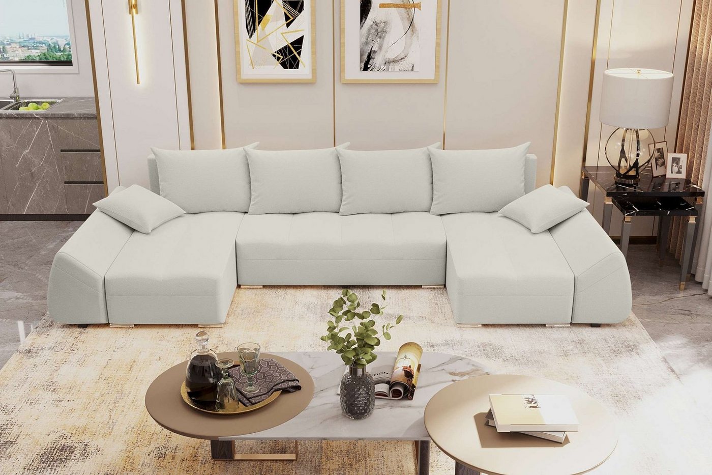 99rooms Wohnlandschaft Madeira, U-Form, Eckcouch, Sofa, Sitzkomfort, mit Bettfunktion, mit Bettkasten, Modern Design von 99rooms
