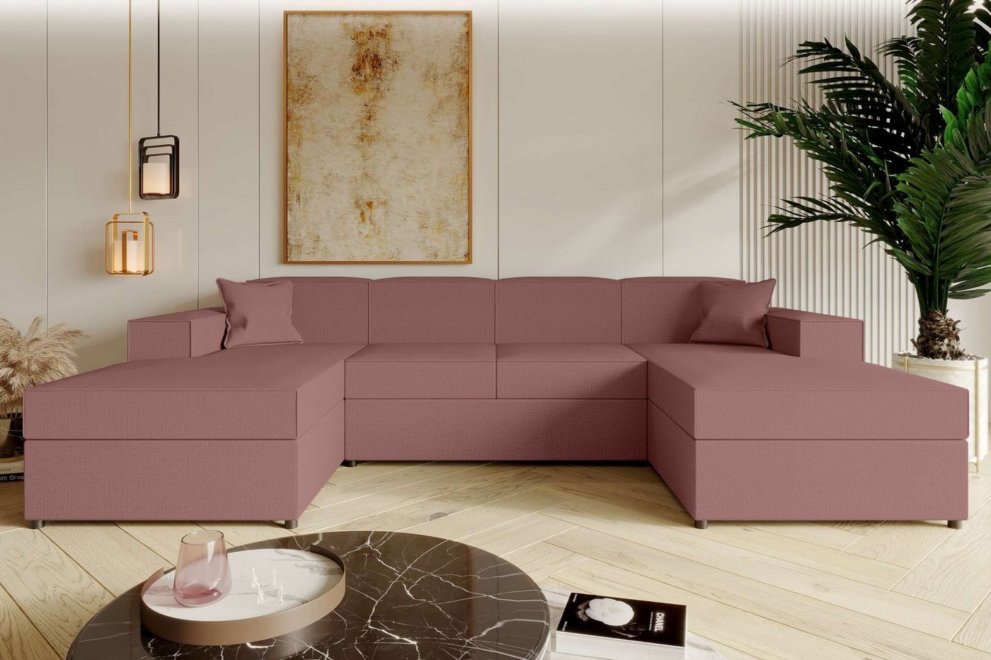 99rooms Wohnlandschaft Sergio, U-Form, Couch, mit Bettfunktion und 2xBettkasten, Sitzkomfort, Modern Design von 99rooms