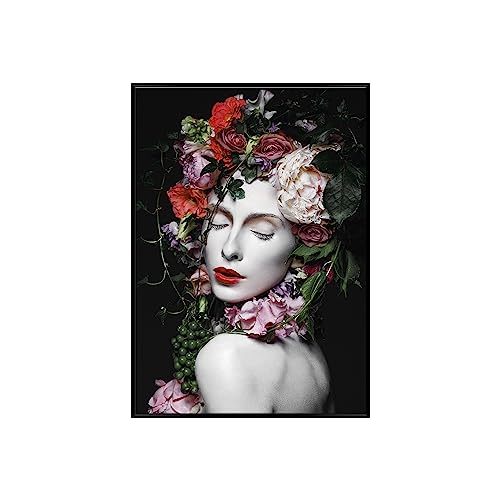 STYLER Gerahmtes Bild Baroque 50 x 70 cm I Artbox I Frau Frauenbilder Blumen Kopf abstrakt feminin modern I Wandbild Wohnzimmer Schlafzimmer I Wanddeko Home Kunstdruck I Bild mit Rahmen von STYLER