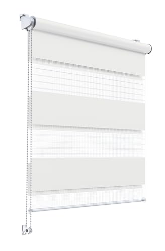 Stylo Rollos Tag Nacht – Fensterrollo – Ohne Bohren – Universeller Mechanismus – Einfache Montage – Rollos auf Schnur – Halbtransparent – Verdunkelnd – Innenrollos - 35x150 cm Weiß von Stylo