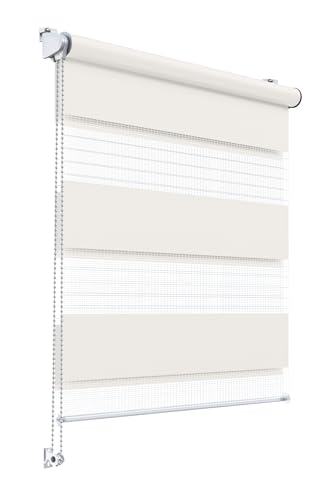 Stylo Rollos Tag Nacht – Fensterrollo – Ohne Bohren – Universeller Mechanismus – Einfache Montage – Rollos auf Schnur – Halbtransparent – Verdunkelnd – Innenrollos - 50x150 cm Creme von Stylo