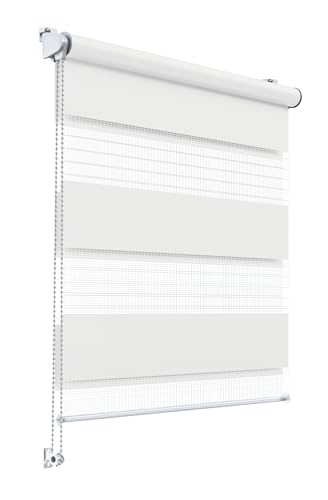 Stylo Rollos Tag Nacht – Fensterrollo – Ohne Bohren – Universeller Mechanismus – Einfache Montage – Rollos auf Schnur – Halbtransparent – Verdunkelnd – Innenrollos - 50x150 cm Weiß von Stylo