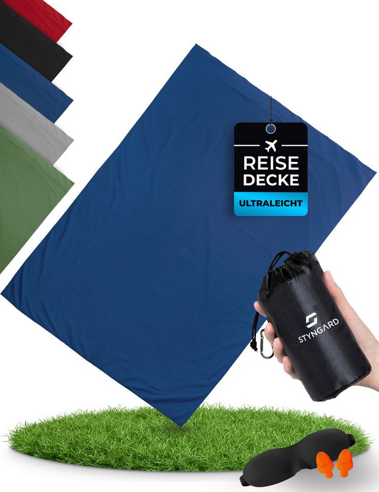 Outdoordecke Ultraleichte Reisedecke kleines Packmaß aus 100% Baumwolle [200 g], Styngard, - Campingdecke leicht von Styngard