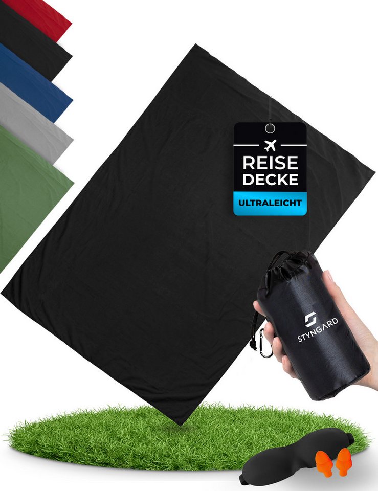 Outdoordecke Ultraleichte Reisedecke kleines Packmaß aus 100% Baumwolle [200 g], Styngard, - Campingdecke leicht von Styngard