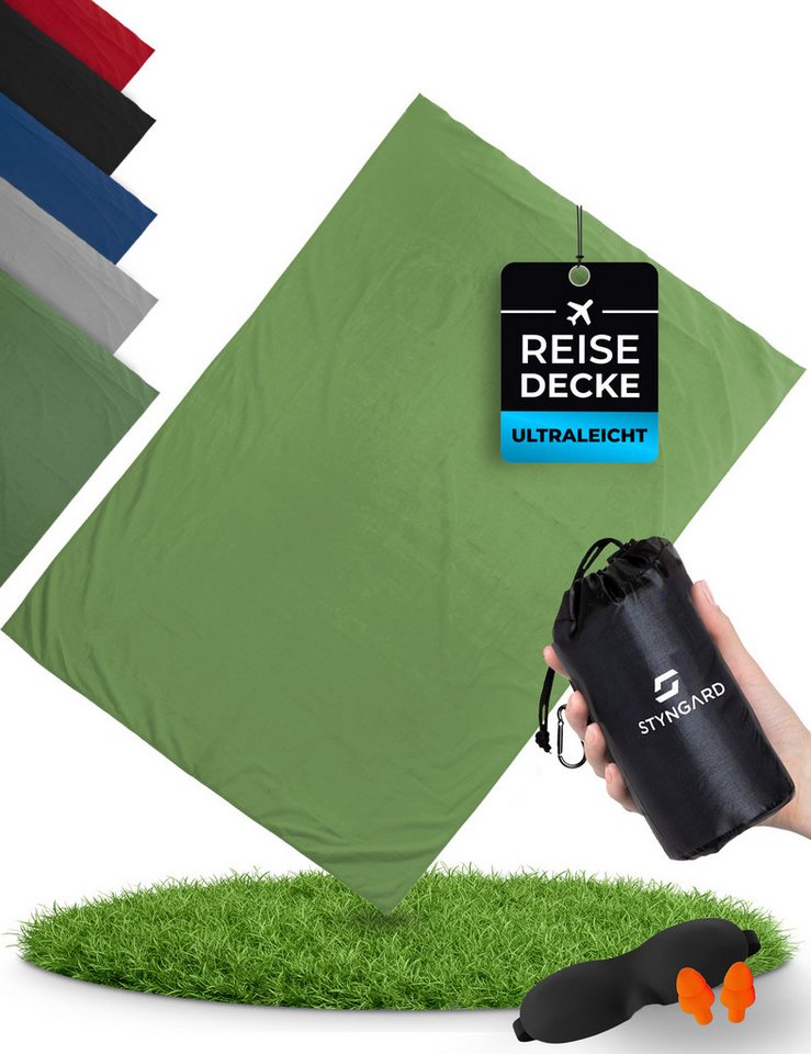 Outdoordecke Ultraleichte Reisedecke kleines Packmaß aus 100% Baumwolle [200 g], Styngard, - Campingdecke leicht von Styngard