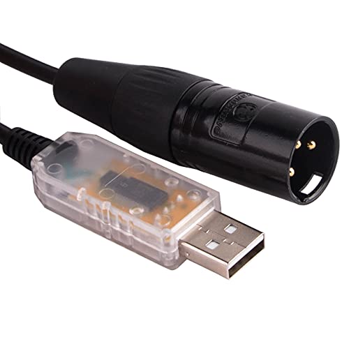 Adapterkabel USB auf DMX 512 3PIN XLR Interface Computer PC Bühnenbeleuchtung Controller Dimmer USB auf DMX Freestyle Software RS485 Serielles Konverterkabel (Transparentes USB-Gehäuse, 16Fuß/5.0m) von Suamdoen