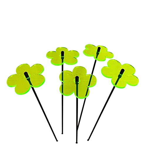 Sun Catcher Garden Decor Sonnenfänger Set aus 5 kleinen leuchtenden Blumen. Besondere Garten Dekoration für Garten, Balkon oder Terrasse, Farbe:Fluorescent Green von Sun Catcher Garden Decor