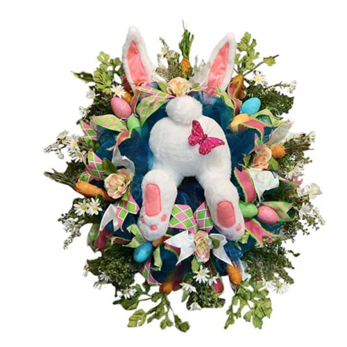 Kranz Ostern,frühlingskranz,Ostertürkranz, 50 cm Osterdekoration Ostertür Hängende Dieb Hase Butt Ohren Füße Kranz Girland von SunaOmni