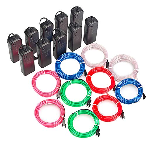 Sunboia 10x1m Neon Beleuchtung EL Draht Lichtschlauch Leuchtschnur EL Kabel Wire kühles Licht mit 3 Modis für Partybeleuchtung Weihnachtsbeleuchtung Blau rosa weiß Grün rot von Sunboia