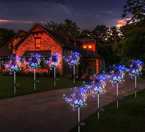 Sunboia Garten Solarleuchte Feuerwerk SolarLichterkette Kupferdrahtlicht Lichterkette Blumen 40 Branches 120LEDs Für Feuerwerk Hochzeit Garden Decoration-2er Stück Mehrfarbig von Sunboia