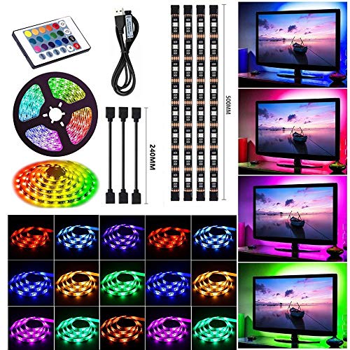 Sunboia LED Streifen-Licht-kit,LED Band 4x50CM Wasserfestes LED Leiste,TV-Hintergrundbeleuchtung Kit,5050RGB Mehrfarbig Akku mit USB Mini Kontrolleur und 24 Tasten-Infrarot-Fernbedienung Sunboia LED Streifen-Licht-kit,LED Band 4x50CM Wasserfestes LED Leiste,TV-Hintergrundbeleuchtung Kit,5050RGB Mehrfarbig Akku mit USB Mini Kontrolleur und 24 Tasten-Infrarot-Fernbedienung von Sunboia