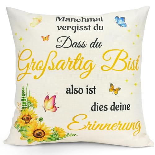 Sunia Inspirierende Geschenke für Frauen, Kissenbezüge 45x45 cm,Dekokissen Kissen mit Taschen,Geburtstagsgeschenk für Frauen,Beste Freundschaft Geschenke,Geschenke für Freundin Mama Schwester Oma Frau von Sunia