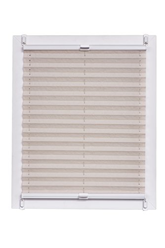 Plissee Made in Germany, Tageslicht, Echtcrush, natur, Klemmfix, weisse Schiene, 105 x 150 von sunlines