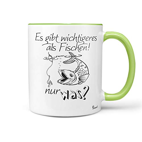 Sunnywall Angler Angel Fischer Premium Geschenk Tasse Keramik, Original Geschenkidee (22-Tasse wichtiger fischen Grün) von Sunnywall