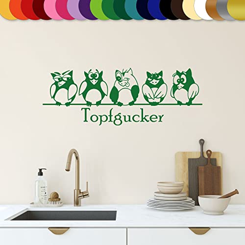 Sunnywall Wandtattoo Topfgucker Eulen Vögel Kochen Küche Essen Wandsticker Grün Gr1 von Sunnywall